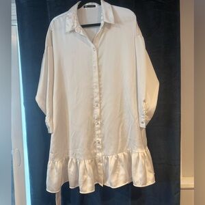 Zara White Button-Up Dress